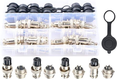Aviation Plug Connector GX16 2 3 4 5 Pin Panel Metal Mount Circular Aviation Connector Adapter Male Female Plug Socket with Waterproof Cap, Pack of 60 in Saudi Arabia