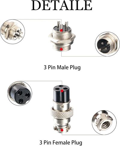 Aviation Plug Connector GX16 2 3 4 5 Pin Panel Metal Mount Circular Aviation Connector Adapter Male Female Plug Socket with Waterproof Cap, Pack of 60 in Saudi Arabia