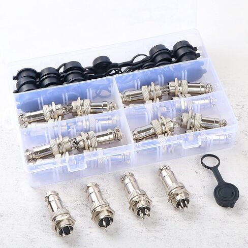 Aviation Plug Connector GX16 2 3 4 5 Pin Panel Metal Mount Circular Aviation Connector Adapter Male Female Plug Socket with Waterproof Cap, Pack of 60 in Saudi Arabia