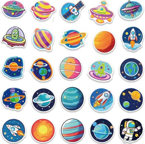 Cute Space Stickers for Kids Teens 50PCS Astronaut Spacecraft Planet Decals in Kuwait