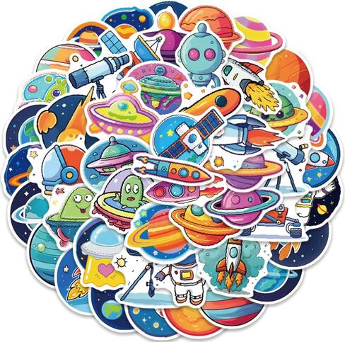 Cute Space Stickers for Kids Teens 50PCS Astronaut Spacecraft Planet Decals in Kuwait