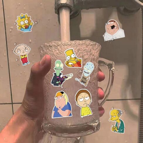 PIRTYNNUF 50 قطعة من ملصقات الرسوم المتحركة الرسوم المتحركة حزم ملصقات رائعة لأجهزة الكمبيوتر المحمول وحافظة الهاتف وزجاجة المياه وممتص الصدمات على لوح التزلج والأمتعة وملصقات الرسوم المتحركة للمراهقين والبالغين in Kuwait