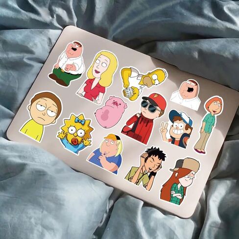 PIRTYNNUF 50 قطعة من ملصقات الرسوم المتحركة الرسوم المتحركة حزم ملصقات رائعة لأجهزة الكمبيوتر المحمول وحافظة الهاتف وزجاجة المياه وممتص الصدمات على لوح التزلج والأمتعة وملصقات الرسوم المتحركة للمراهقين والبالغين in Kuwait
