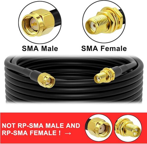 YOTENKO SMA ذكر إلى أنثى RG58 كابل محوري 25FT SMA هوائي تمديد كابل كابل نقل منخفض الخسارة (ليس للتلفزيون، واي فاي) in Kuwait