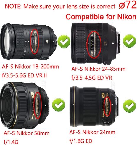 72mm Lens Cap Cover Compatible for Canon R3 R5 kit RF 24-240mm, for NIKKOR 18-200mm Lens (2 Pack) in Saudi Arabia