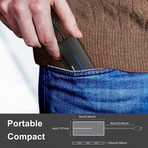 KOOTION 4-Port USB 3.0 Hub، مركز بيانات رفيع للغاية (سرعة نقل 5 جيجابت في الثانية) مع مؤشر LED لأجهزة MacBook، Windows PC، Surface، Mobile HDD، Ultrabook، محرك فلاش، كمبيوتر محمول (أسود) in Kuwait