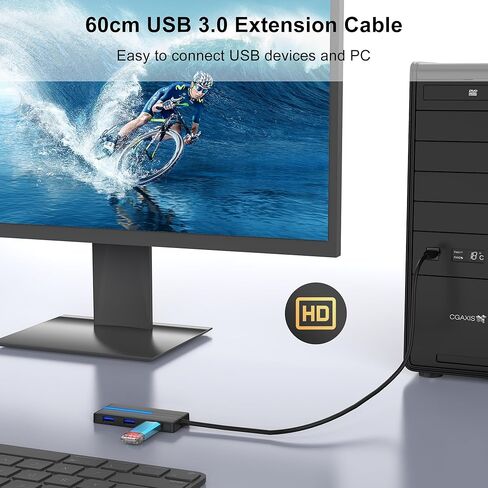 KOOTION 4-Port USB 3.0 Hub، مركز بيانات رفيع للغاية (سرعة نقل 5 جيجابت في الثانية) مع مؤشر LED لأجهزة MacBook، Windows PC، Surface، Mobile HDD، Ultrabook، محرك فلاش، كمبيوتر محمول (أسود) in Kuwait