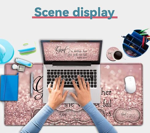 Keyboard Mouse Pad Set,Extended Gaming Mouse Pad + Memory Foam Keyboard Wrist Rest Support, Proverbs 31:25, Bible Pink Office Desk Mat Writing Pad Easy Typing Pain Relief,XXL Large Mousepad Desk Mat in Kuwait