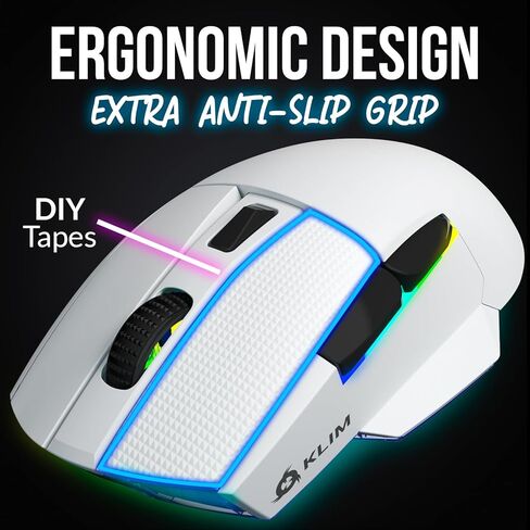 KLIM Blaze X RGB + New 2023 + Rechargeable Wireless Gaming Mouse with Charging Dock + Long-Lasting Battery + Up to 12000 DPI + Wired & Wireless Mouse PC, PS5, PS4, Mac + Black in Saudi Arabia