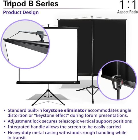 Elite Screens Tripod B, 85-INCH 1:1, Lightweight Pull Up Foldable Stand, Manual, Movie Home Theater Projector Screen, 4K / 8K Ultra HDR 3D Ready, US Based Company 2-YEAR WARRANTY, T85SB, black in Saudi Arabia