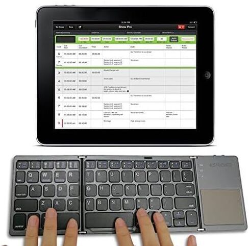 لوحة مفاتيح IKOS قابلة للطي بلوتوث لاسلكية محمولة مع لوحة لمس قابلة لإعادة الشحن بحجم كامل ونحيف للغاية ولوحة مفاتيح صغيرة قابلة للطي لأجهزة iPhone iPad Mini/Pro/Air iOS Android والهواتف الذكية/الأجهزة اللوحية والنوافذ in Kuwait