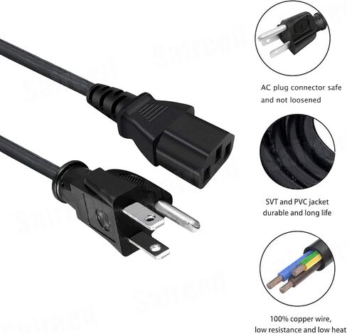 سلك طاقة من Saireed UL مدرج بطول 8 أقدام و3 شقوق لـ JBL Eon 615 610 612 eos618S مكبر صوت مضخم صوت تيار متردد سلك طاقة C13 استبدال كابل تمديد in Saudi Arabia