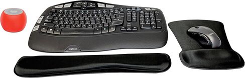 Logitech MK550 Comfort Wave Wireless Keyboard & Mouse Combo Travel Home Office Modern Bundle with Boost Glow in The Dark Water-Resistant Portable Wireless Bluetooth Speaker, Gel Wrist & Mouse Pads in Saudi Arabia