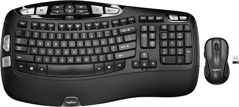 Logitech MK550 Comfort Wave Wireless Keyboard & Mouse Combo Travel Home Office Modern Bundle with Boost Glow in The Dark Water-Resistant Portable Wireless Bluetooth Speaker, Gel Wrist & Mouse Pads in Saudi Arabia