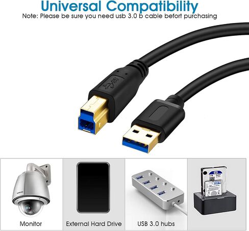 USB 3.0 Cable A Male to B Male 15Ft,Superspeed USB 3.0 A-B/A Male to B Male Cable - for Scanner, Printers, Desktop External Hard Drivers and More(15Ft/5M) in Saudi Arabia