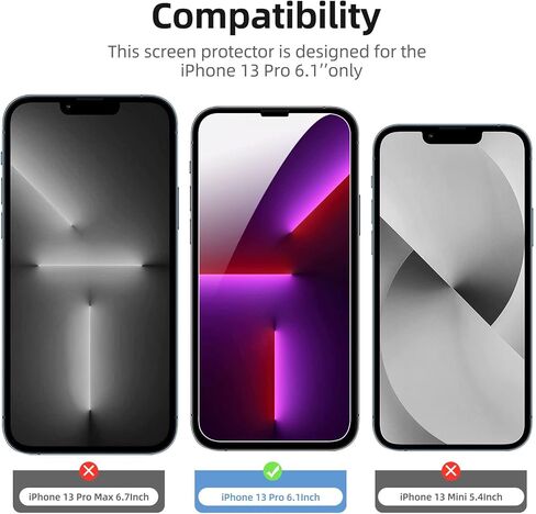 NEW'C [4 عبوات، 2 × واقي شاشة زجاجي لهاتف iPhone 13 Pro Max و2 × واقي عدسة الكاميرا، مقاوم للخدش، لا يوجد فقاعات هواء، متين للغاية، زجاج مقسى بصلابة 9H in Saudi Arabia