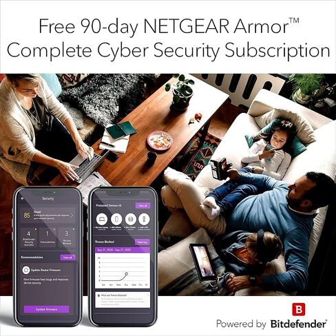 جهاز توجيه مودم كابل NETGEAR Nighthawk WiFi 6 مع اشتراك للحماية من التهديدات السيبرانية لمدة 90 يومًا (CAX30S) - متوافق مع Xfinity وSpectrum وCox، AX2700 (حتى 2.7 جيجابت في الثانية) DOCSIS 3.1 (متجدد) in Saudi Arabia
