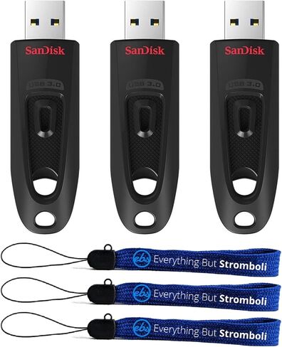 ذاكرة فلاش الترا 3.0 USB سعة 512GB من سانديسك 3 قطع عالية الاداء تعمل مع اجهزة الكمبيوتر واللابتوب واجهزة الكمبيوتر المكتبية (SDCZ48-512G-U46) مع (3) شرائط ايفري ثينج بت سترومبولي in Kuwait