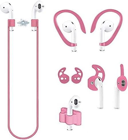 ملحقات Loirtlluy 4 في 1 ضد فقدان أجهزة Airpods، وحزام Airpods، وسلك مغناطيسي، وخطافات وأغطية للأذن متوافقة مع Airpods 1 & 2، وحامل حزام ساعة Airpods، أرجواني in Kuwait