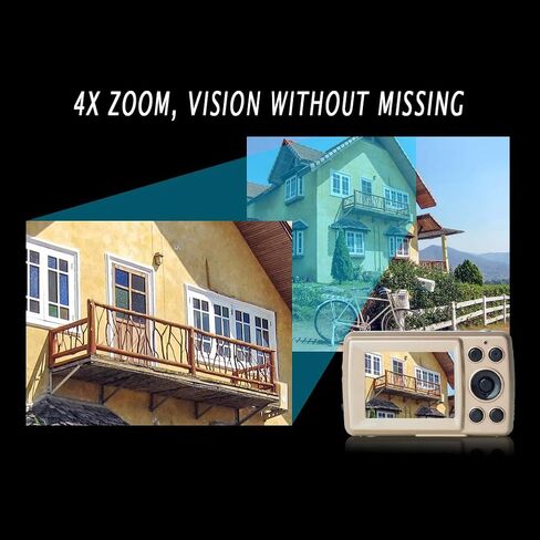 كاميرا MOFUCA الرقمية، كاميرات رقمية للنقطة والتقاط FHD 1080P كاميرا تسجيل فيديو مع كاميرا صغيرة مضادة للاهتزاز 4X تكبير للمراهقين والطلاب والأولاد (أسود) in Kuwait