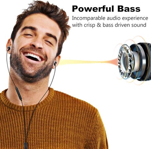 سماعات أذن سلكية معدنية متينة من MOXKING مع ميكروفون وتحكم في مستوى الصوت، صوت عميق وواضح عازل للضوضاء في سماعات الأذن، وسادات أذن للهواتف المحمولة، والكمبيوتر المحمول، والكمبيوتر، وأجهزة iPad، وiPod، والألعاب in Kuwait