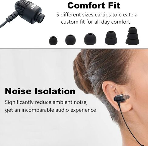 سماعات أذن سلكية معدنية متينة من MOXKING مع ميكروفون وتحكم في مستوى الصوت، صوت عميق وواضح عازل للضوضاء في سماعات الأذن، وسادات أذن للهواتف المحمولة، والكمبيوتر المحمول، والكمبيوتر، وأجهزة iPad، وiPod، والألعاب in Kuwait