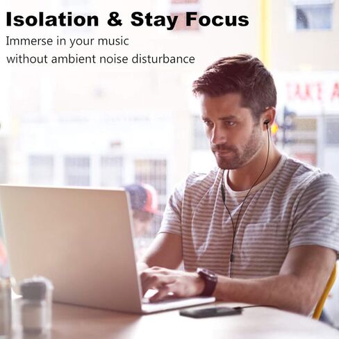 سماعات أذن سلكية معدنية متينة من MOXKING مع ميكروفون وتحكم في مستوى الصوت، صوت عميق وواضح عازل للضوضاء في سماعات الأذن، وسادات أذن للهواتف المحمولة، والكمبيوتر المحمول، والكمبيوتر، وأجهزة iPad، وiPod، والألعاب in Kuwait