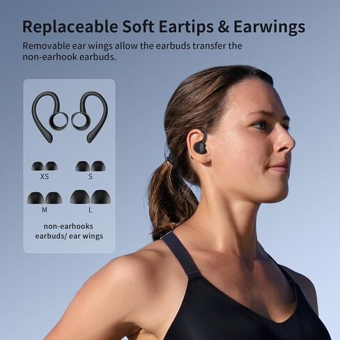 Psier Wireless Earbuds Sports Wireless Headphones 4 Mic Clear Calls 60H Playtime Ear buds Supports Wireless Charging Dual LED Power Display Flexible Earhooks IPX7 Waterproof Earphones for Running, Gym in Kuwait