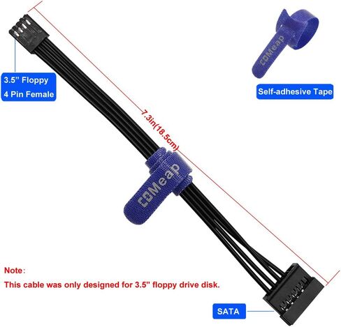 (2-Pack) COMeap 4 Pin LP4 5.25" Molex to 3.5" Floppy Drive 4 Pin Female FDD Power Adapter Cable 7.5-inch(19cm) in Kuwait