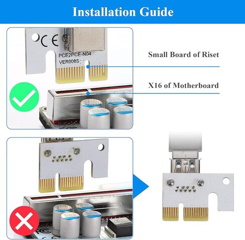 BEYIMEI PCI-E 1X to 16X Riser Card, 10 Capacitors,PCI-E Riser for Bitcoin Litecoin Ethereum Mining ETH,with USB 3.0 Extension Cable, 6PIN SATA Power Cable - GPU Extender Riser Card - (V013-PRO,1 Pack) in Kuwait
