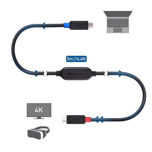 Cable Matters كابل USB C نشط مع فيديو 4K ونقل بيانات بسرعة 5 جيجابت في الثانية بطول 16.4 قدم للشاشة المحمولة وسماعة رأس Oculus Quest 2 VR والمزيد in Kuwait