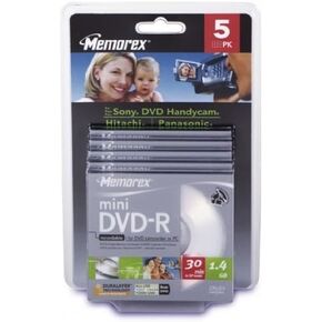 Memorex Mini DVD-R 8cm, 1.4GB Disc, with Jewel Box, 5 Pack in Kuwait