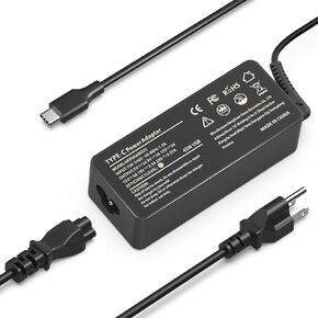 شاحن كمبيوتر محمول Chromebook لجهاز Lenovo USB C 45 وات متوافق مع محول تيار متردد USB من النوع C من Lenovo، يناسب Yoga 720 730 ThinkPad X1 Carbon X1 Yoga X1 سلك الطاقة من سلسلة الأجهزة اللوحية in Kuwait