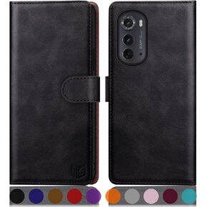 SUANPOT for Moto Edge 2022 5G Wallet case with RFID Blocking Credit Card Holder,Flip Book PU Leather Protective Cover Women Men for EDGE2022 Phone case Black