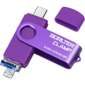 128GB 3 in 1 USB 3.0 Flash Drive Photo Stick for Android Phones, BorlterClamp OTG Memory Stick with 3 USB Ports (USB C, microUSB, USB A) for Samsung Galaxy, LG, Tablets, PC and More, Purple in Kuwait