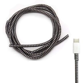 Cable Protector Animal Proof Wire Repair, Cord Protector for Pets Headphone Saver Spiral Cable Wrap Strain Relief, Cord Sleeve for Phone Cable USB Date Cable, 60 inches, 2 pcs, Silver