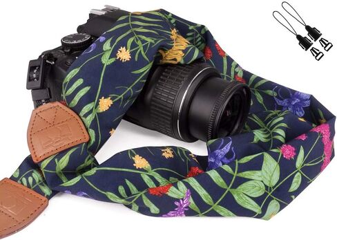 Elvam Universal Men and Women Scarf Camera Strap Belt Compatible with DSLR, SLR, Instant,Digital Camera - (Purple Flower) in Kuwait