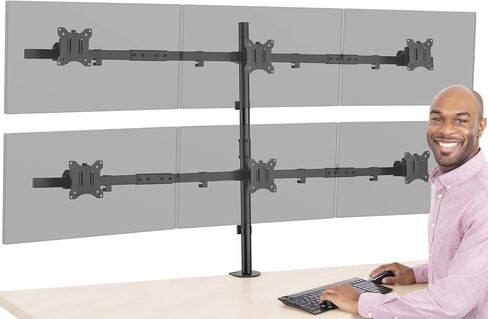 Stand Steady Clamp-On 4 Monitor Mount Desk Stand | Height Adjustable Quad Monitor Stand with Full Articulation VESA Mounts | Fits Most LCD/LED Monitors 13-32 Inches | Easy Set-Up Four Monitor Arm in Kuwait