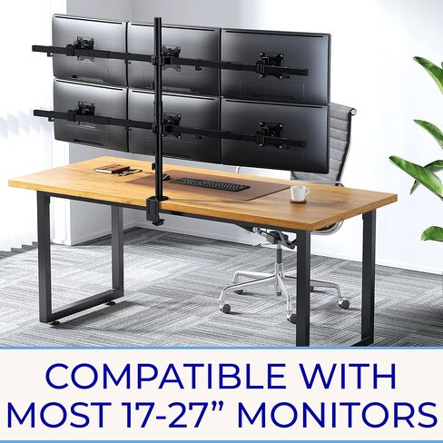 Stand Steady Clamp-On 4 Monitor Mount Desk Stand | Height Adjustable Quad Monitor Stand with Full Articulation VESA Mounts | Fits Most LCD/LED Monitors 13-32 Inches | Easy Set-Up Four Monitor Arm in Kuwait