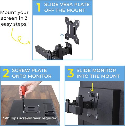 Stand Steady Clamp-On 4 Monitor Mount Desk Stand | Height Adjustable Quad Monitor Stand with Full Articulation VESA Mounts | Fits Most LCD/LED Monitors 13-32 Inches | Easy Set-Up Four Monitor Arm in Kuwait