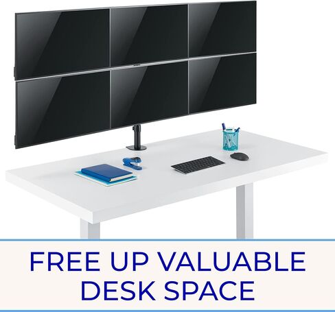 Stand Steady Clamp-On 4 Monitor Mount Desk Stand | Height Adjustable Quad Monitor Stand with Full Articulation VESA Mounts | Fits Most LCD/LED Monitors 13-32 Inches | Easy Set-Up Four Monitor Arm in Kuwait