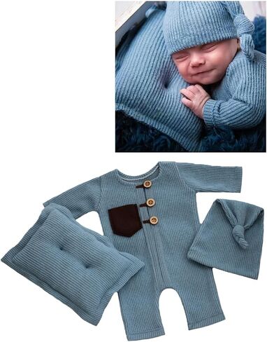 Newborn Photography Outfits Boy Girl Baby Photo Romper Knit Bodysuit Outfit Prop in Saudi Arabia