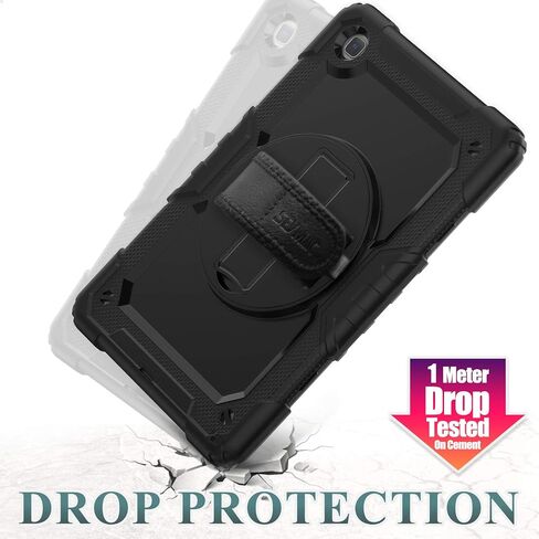 SEYMAC stock Case for Samsung Galaxy Tab A7 10.4 2022/2020 with Screen Protector, 360 Rotating Stand & Hand Strap, Drop-Proof Case for Galaxy Tab A7 10.4'' (T503/T509/T500/T505/T507), Black in Kuwait