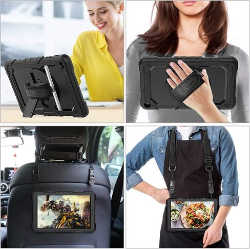 SEYMAC stock Case for Samsung Galaxy Tab A7 10.4 2022/2020 with Screen Protector, 360 Rotating Stand & Hand Strap, Drop-Proof Case for Galaxy Tab A7 10.4'' (T503/T509/T500/T505/T507), Black in Kuwait