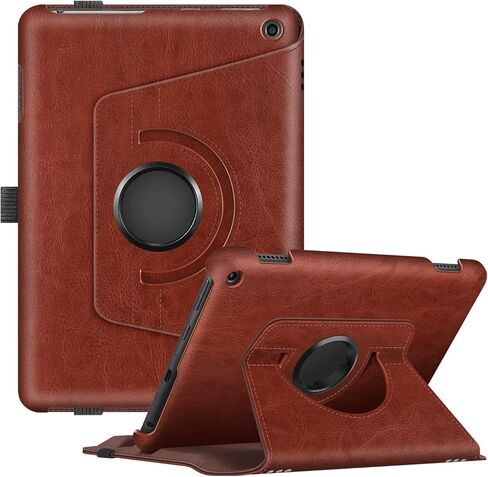 حافظة Fintie لجهاز Kindle Fire HD 8 وHD 8 Plus اللوحي (يناسب إصدار الجيل الثاني عشر 2022 والجيل العاشر 2020) - غطاء واقٍ بحامل دوار 360 درجة مع إيقاظ تلقائي مزدوج للنوم، أسود in Kuwait
