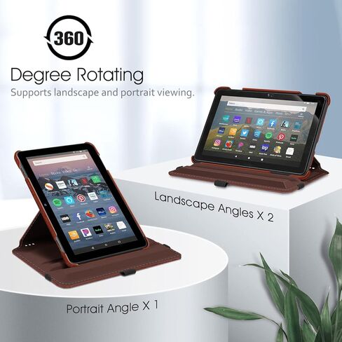 حافظة Fintie لجهاز Kindle Fire HD 8 وHD 8 Plus اللوحي (يناسب إصدار الجيل الثاني عشر 2022 والجيل العاشر 2020) - غطاء واقٍ بحامل دوار 360 درجة مع إيقاظ تلقائي مزدوج للنوم، أسود in Kuwait