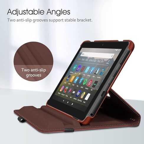 حافظة Fintie لجهاز Kindle Fire HD 8 وHD 8 Plus اللوحي (يناسب إصدار الجيل الثاني عشر 2022 والجيل العاشر 2020) - غطاء واقٍ بحامل دوار 360 درجة مع إيقاظ تلقائي مزدوج للنوم، أسود in Kuwait