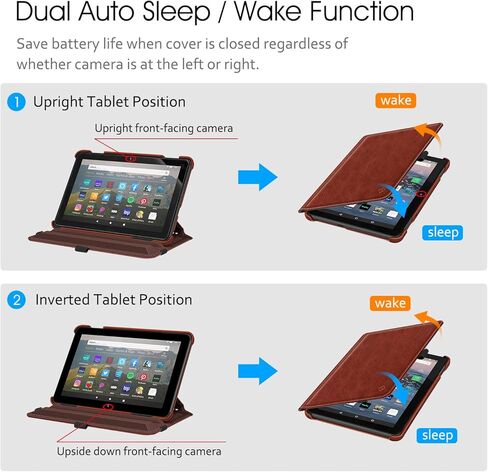 حافظة Fintie لجهاز Kindle Fire HD 8 وHD 8 Plus اللوحي (يناسب إصدار الجيل الثاني عشر 2022 والجيل العاشر 2020) - غطاء واقٍ بحامل دوار 360 درجة مع إيقاظ تلقائي مزدوج للنوم، أسود in Kuwait