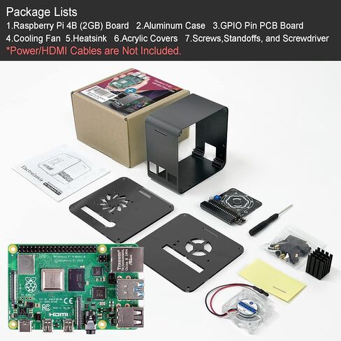 لوح راسبيري باي 4B (2GB) مع هيكل الومنيوم صغير ومروحة تبريد وضوء محيطي متغير اللون (اسود غير لامع) in Kuwait