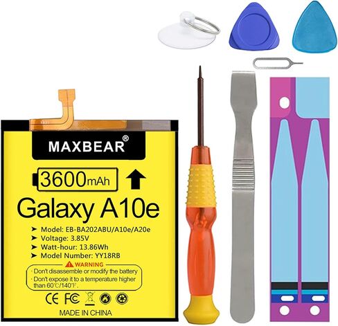 بطارية Galaxy A10e، (محدثة) بطارية بديلة ليثيوم بوليمر MAXBEAR 3600 مللي أمبير في الساعة EB-BA202ABU لهاتف Samsung Galaxy A10e /A102U SM-A102U/A20e SM-A202F/DS/A20e ثنائي شريحة الاتصال SM-A202F مع مجموعة أدوات إصلاح in Kuwait